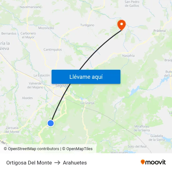 Ortigosa Del Monte to Arahuetes map