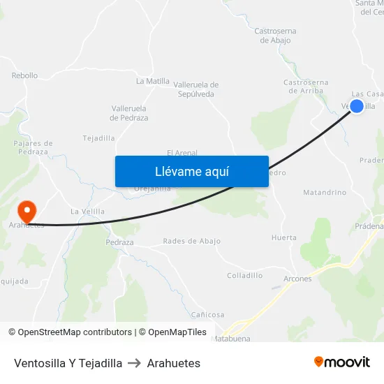 Ventosilla Y Tejadilla to Arahuetes map