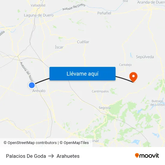 Palacios De Goda to Arahuetes map