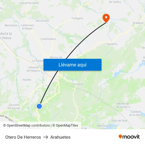 Otero De Herreros to Arahuetes map