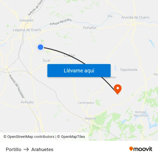 Portillo to Arahuetes map