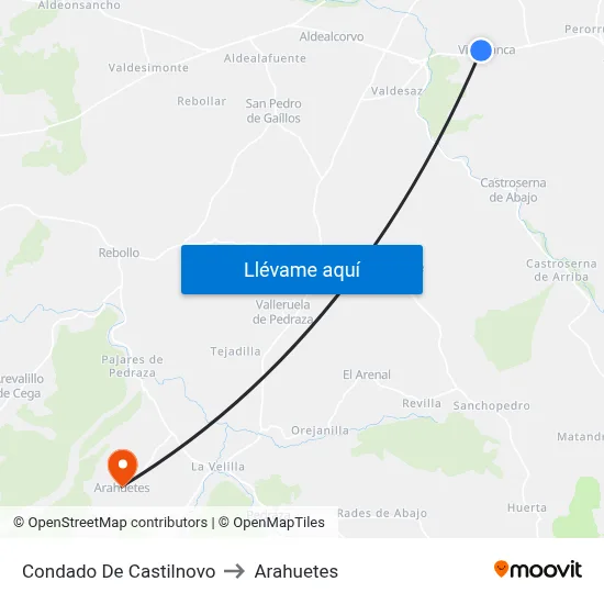 Condado De Castilnovo to Arahuetes map