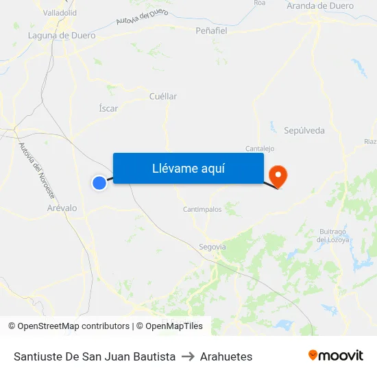 Santiuste De San Juan Bautista to Arahuetes map