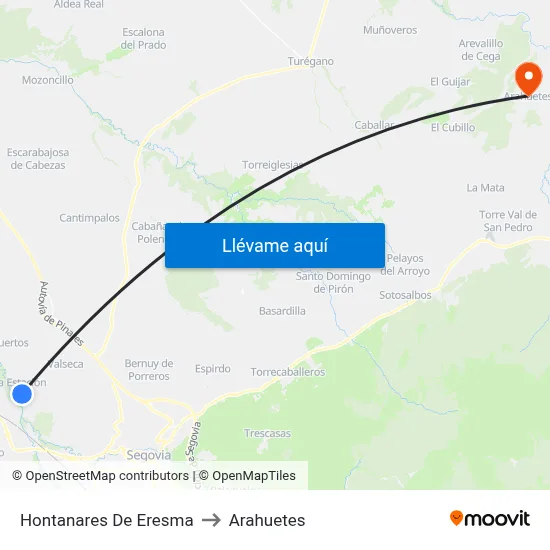 Hontanares De Eresma to Arahuetes map