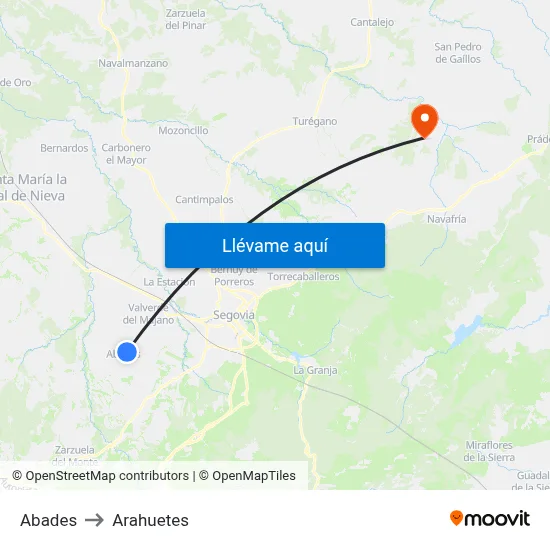Abades to Arahuetes map