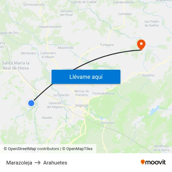 Marazoleja to Arahuetes map