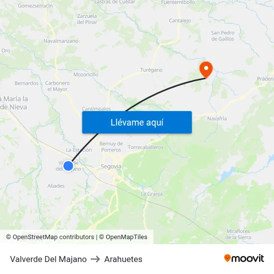 Valverde Del Majano to Arahuetes map