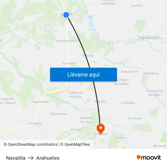 Navalilla to Arahuetes map