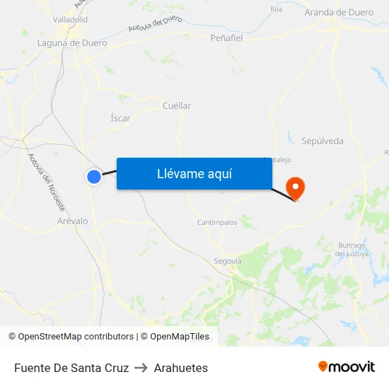 Fuente De Santa Cruz to Arahuetes map
