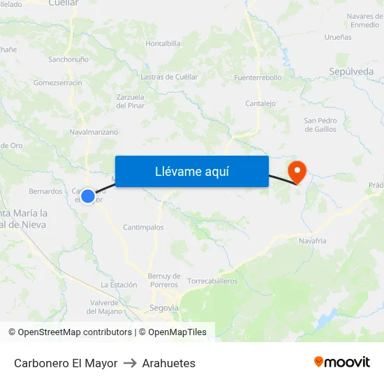 Carbonero El Mayor to Arahuetes map