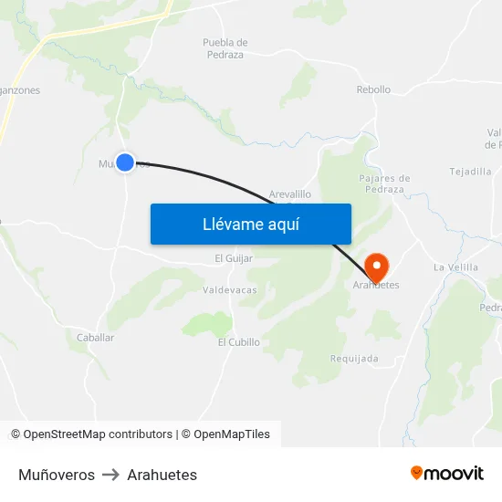Muñoveros to Arahuetes map