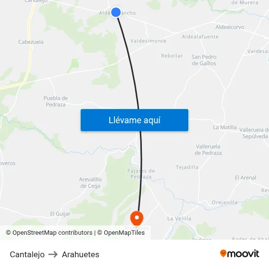 Cantalejo to Arahuetes map