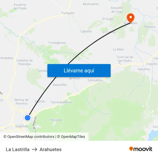 La Lastrilla to Arahuetes map