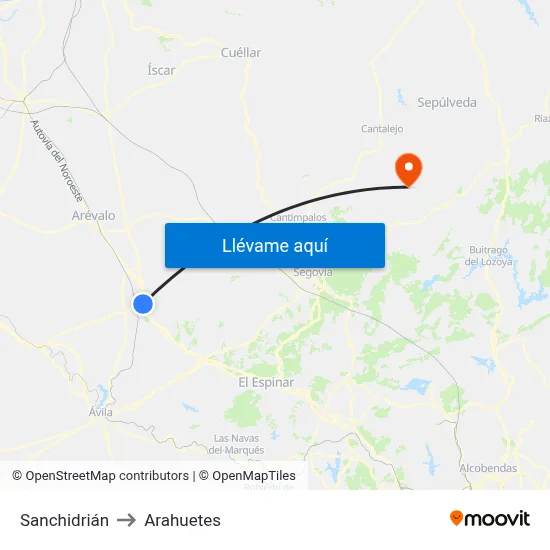 Sanchidrián to Arahuetes map