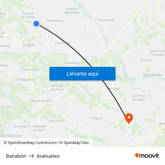 Bahabón to Arahuetes map