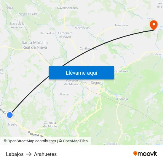 Labajos to Arahuetes map