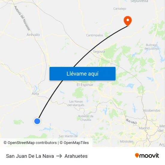 San Juan De La Nava to Arahuetes map