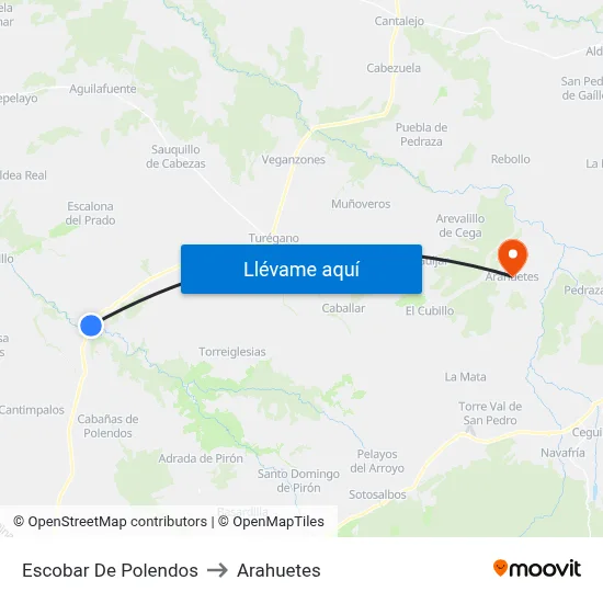 Escobar De Polendos to Arahuetes map