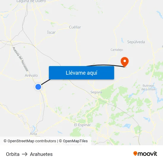 Orbita to Arahuetes map