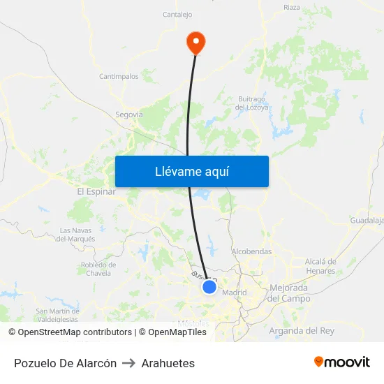 Pozuelo De Alarcón to Arahuetes map