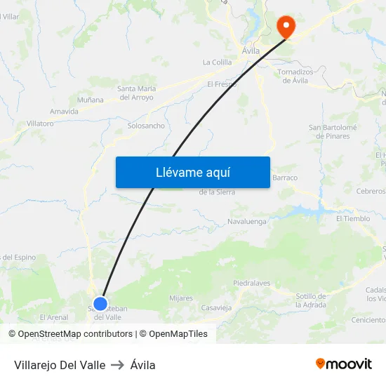 Villarejo Del Valle to Ávila map