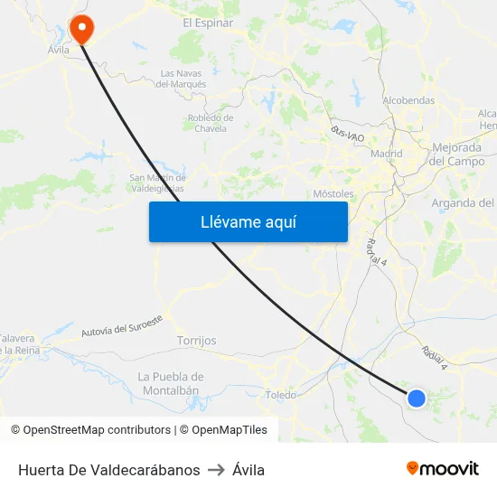 Huerta De Valdecarábanos to Ávila map
