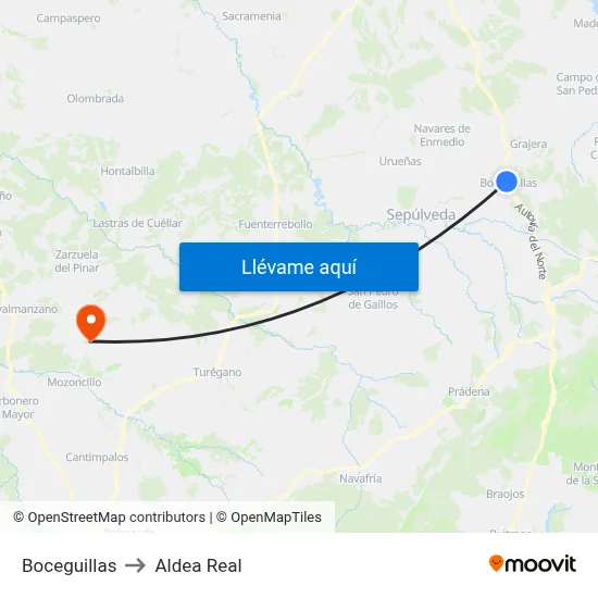 Boceguillas to Aldea Real map