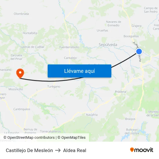 Castillejo De Mesleón to Aldea Real map