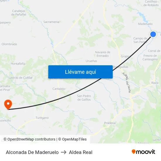 Alconada De Maderuelo to Aldea Real map