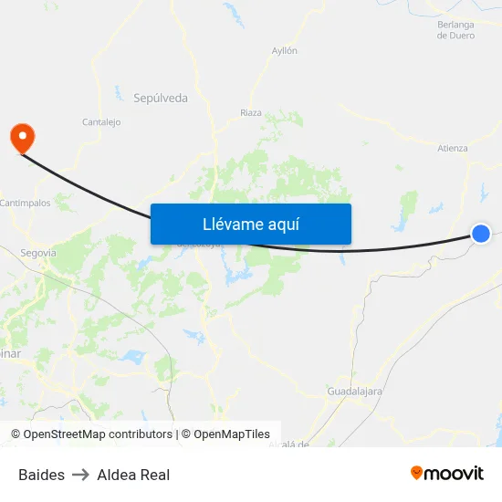 Baides to Aldea Real map
