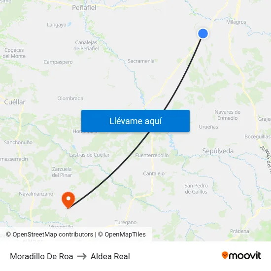Moradillo De Roa to Aldea Real map