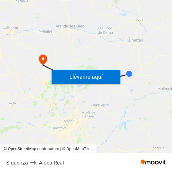 Sigüenza to Aldea Real map
