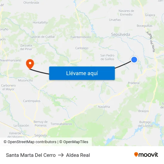 Santa Marta Del Cerro to Aldea Real map