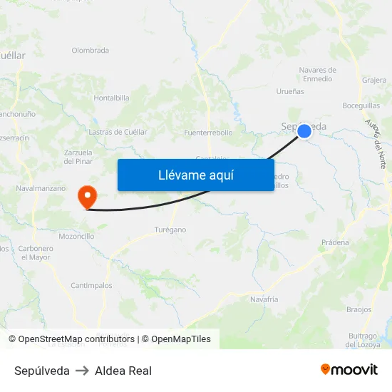 Sepúlveda to Aldea Real map