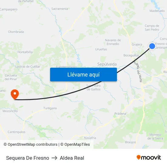 Sequera De Fresno to Aldea Real map