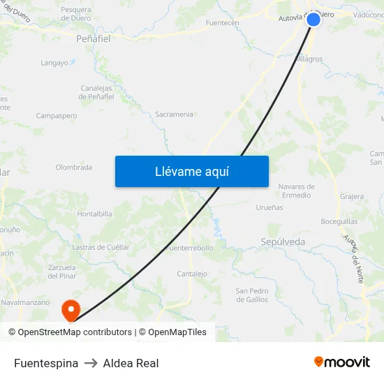 Fuentespina to Aldea Real map