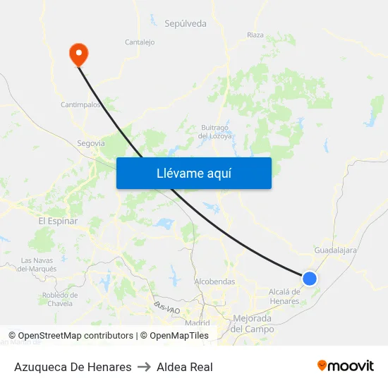 Azuqueca De Henares to Aldea Real map