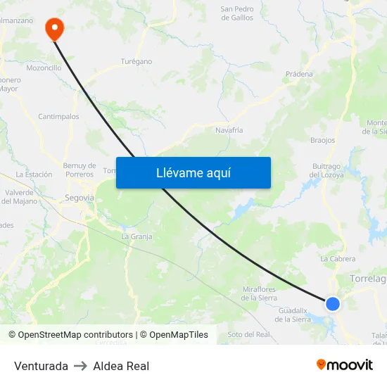 Venturada to Aldea Real map