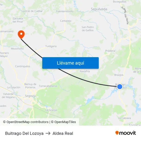 Buitrago Del Lozoya to Aldea Real map
