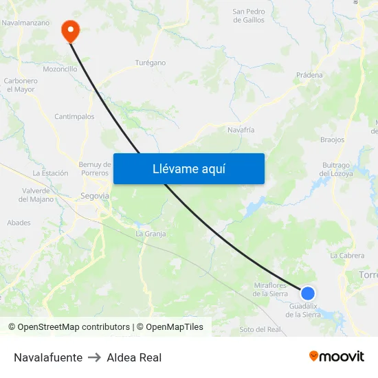 Navalafuente to Aldea Real map