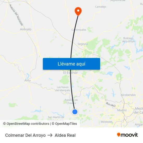 Colmenar Del Arroyo to Aldea Real map