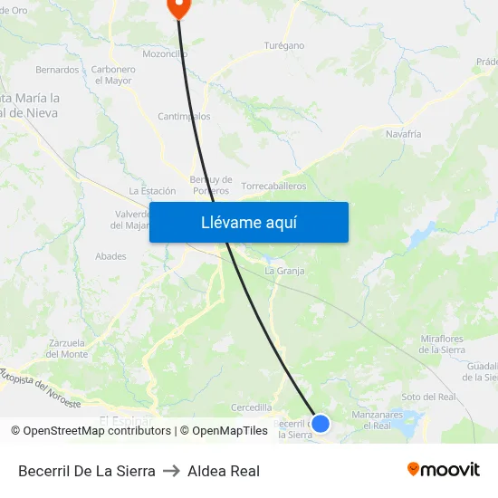 Becerril De La Sierra to Aldea Real map