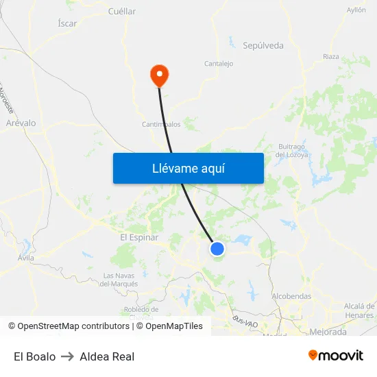 El Boalo to Aldea Real map