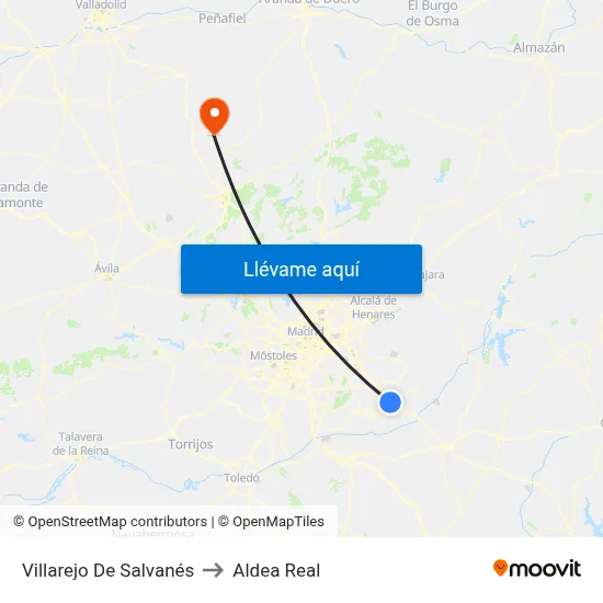 Villarejo De Salvanés to Aldea Real map