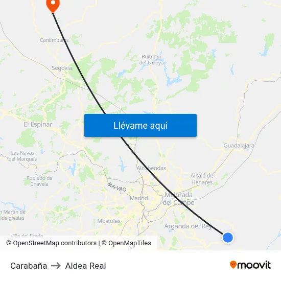 Carabaña to Aldea Real map