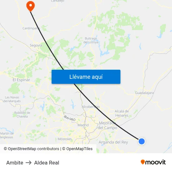 Ambite to Aldea Real map