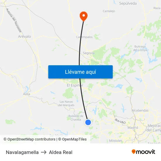Navalagamella to Aldea Real map