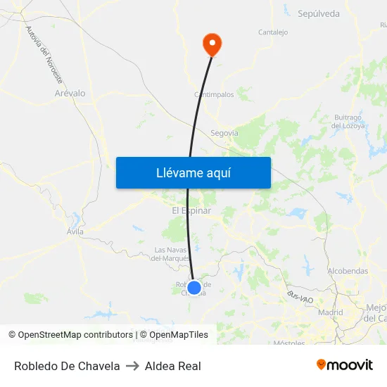Robledo De Chavela to Aldea Real map