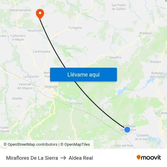 Miraflores De La Sierra to Aldea Real map