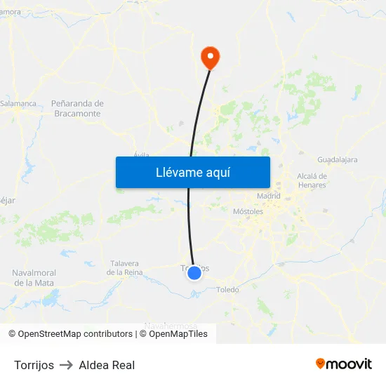 Torrijos to Aldea Real map